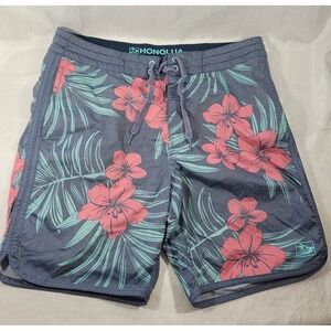 Honolua Surf Co Hawaii Men's Hibiscus Floral Boardshorts Swim Trunks - Sz 28